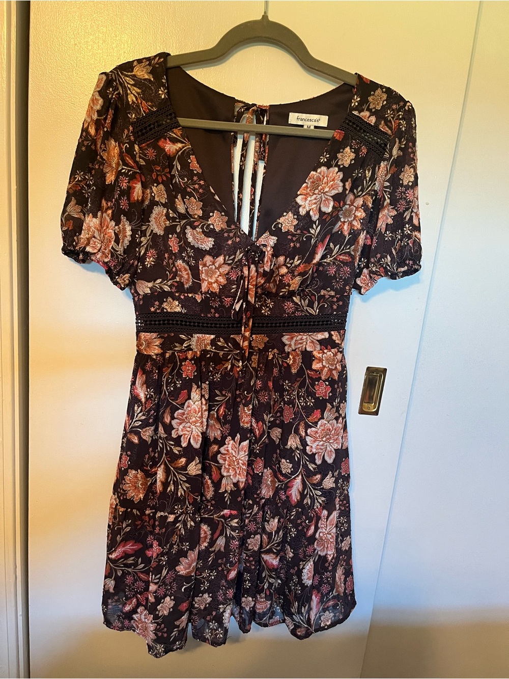Francesca's Collections Brown and Pink Floral Mini Dress